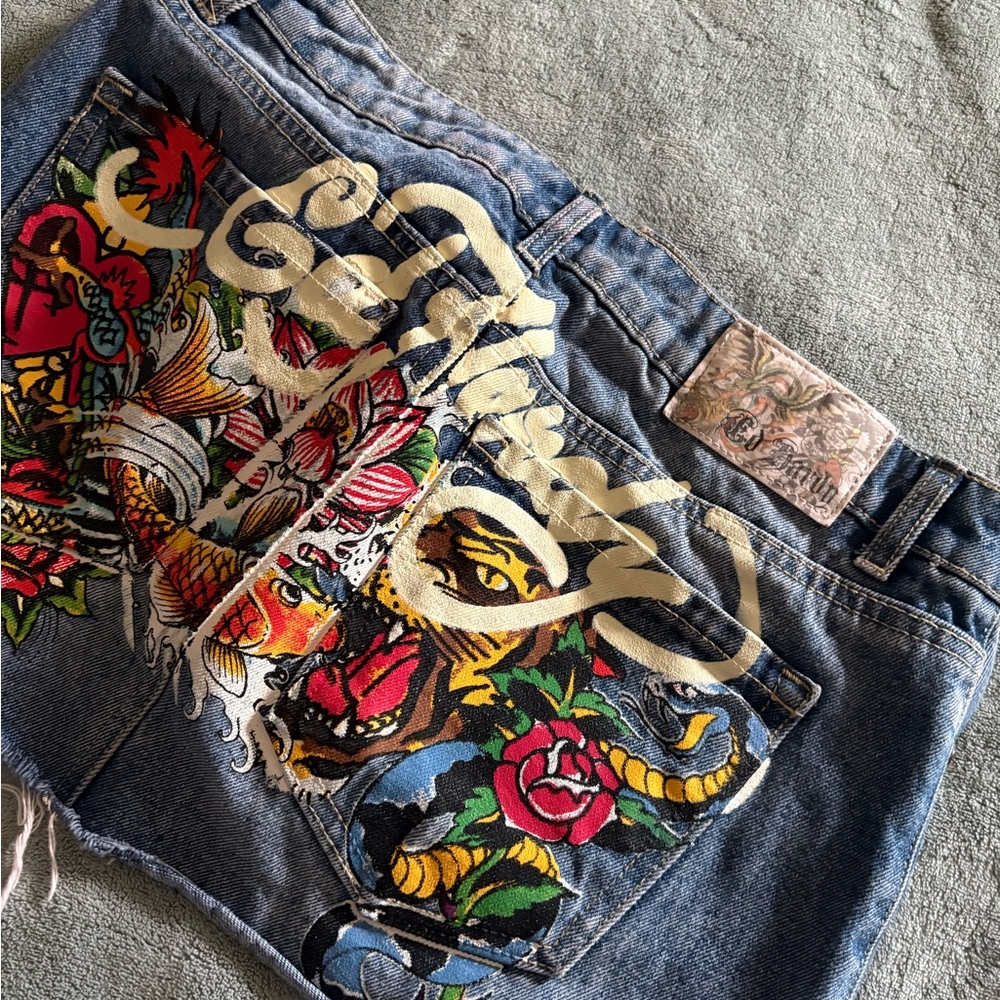 Ed Hardy Women's Jeans with Colorful Tattoo Design